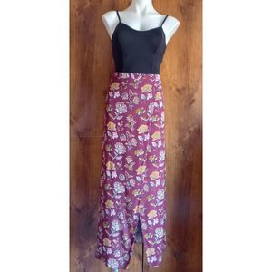 Floral Faux Wrap Maxi Skirt